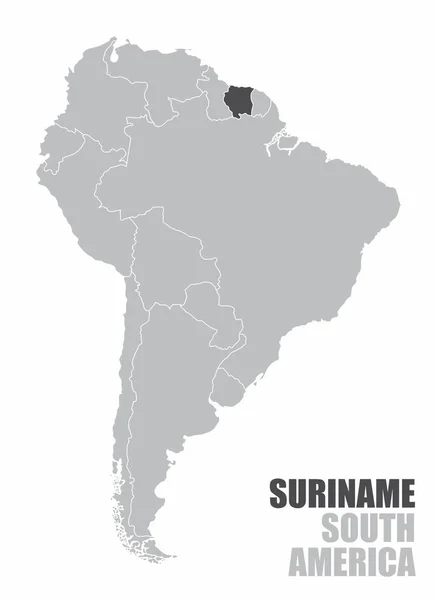 Mapa Sudamérica Con Surinam Resaltado — Vector de stock