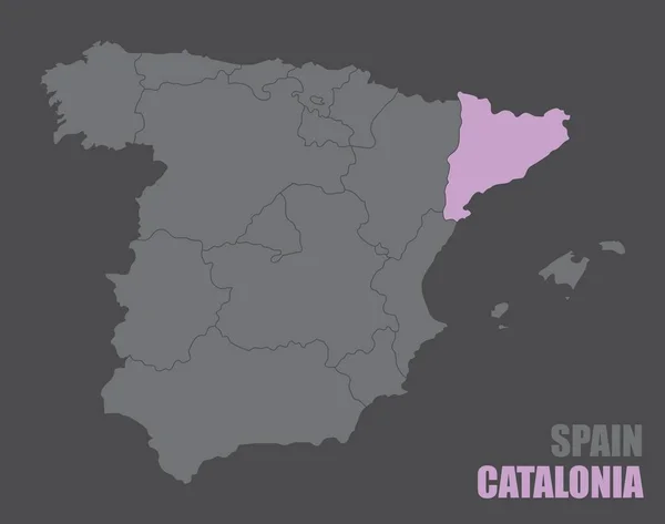 強調されたカタルーニャ地方とスペインの地図 — ストックベクタ