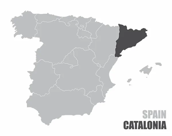 Карта Испании Выделенным Регионом Каталонии — стоковый вектор