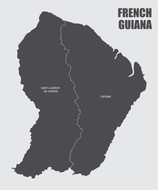 Fransız Guyanası haritası etiketli bölgelere bölündü