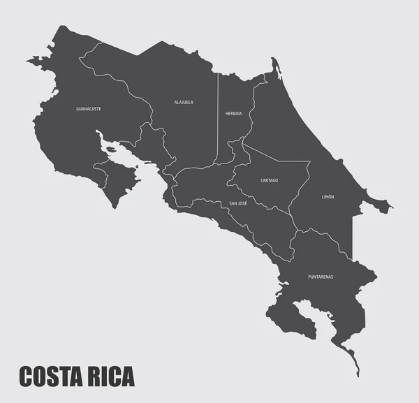 Costa Rica Kartan Uppdelad Provinser Med Etiketter — Stock vektor