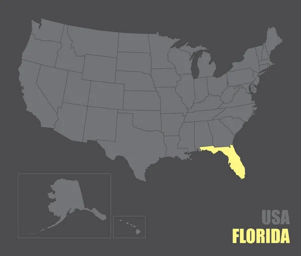 Mapa Con Estado Florida Resaltado — Vector de stock