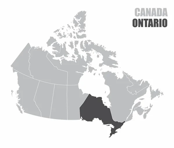 Mapa Canadá Com Província Ontário Destaque — Vetor de Stock