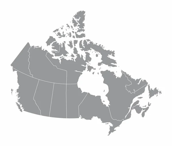 Mapa Isolado Canadá Dividido Províncias — Vetor de Stock