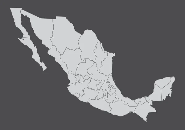 Mexiko Stater Karta Isolerad Mörk Bakgrund — Stock vektor