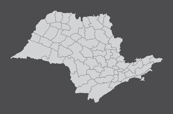 Sao Paulo State Regioner Karta Isolerad Mörk Bakgrund Brasilien — Stock vektor