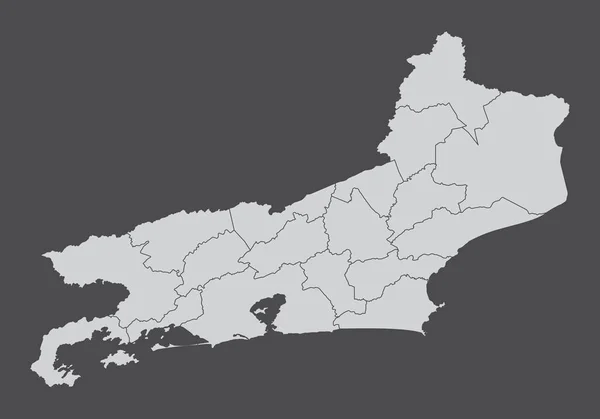 Mapa Las Regiones Del Estado Río Janeiro Aislado Sobre Fondo — Vector de stock