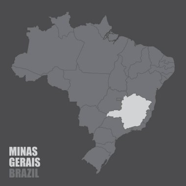 Vurgulanmış Minas Gerais State Brezilya haritası