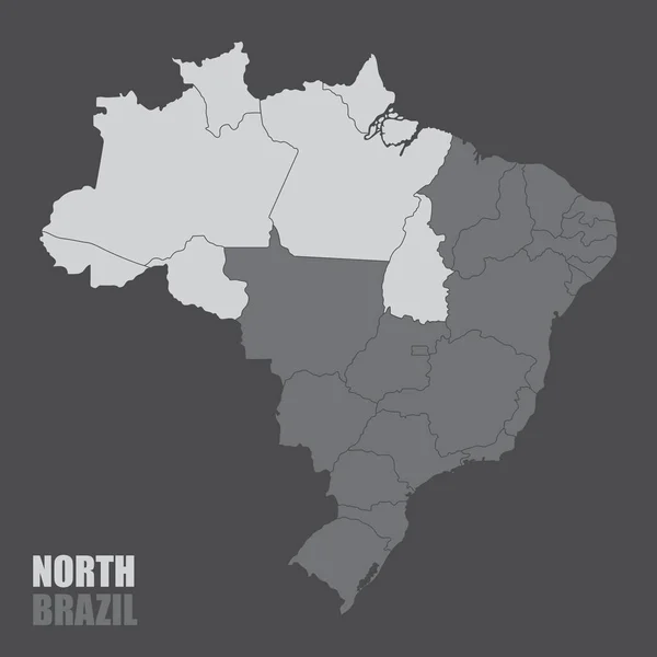 Mapa Brasil Com Região Norte Destaque —  Vetores de Stock