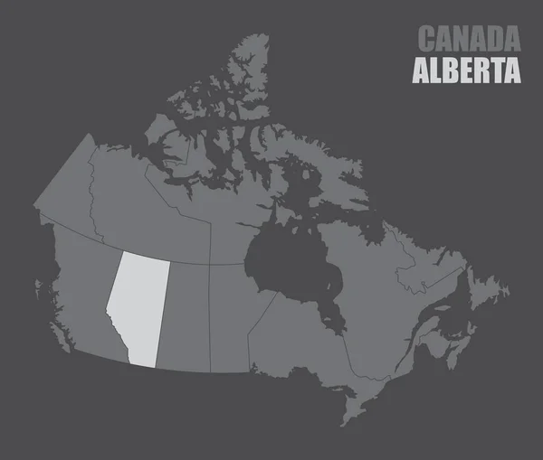 Mapa Canadá Com Província Alberta Destaque — Vetor de Stock
