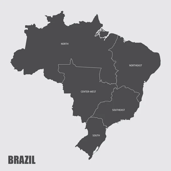 Mapa Brasil Dividido Regiões Com Rótulos —  Vetores de Stock