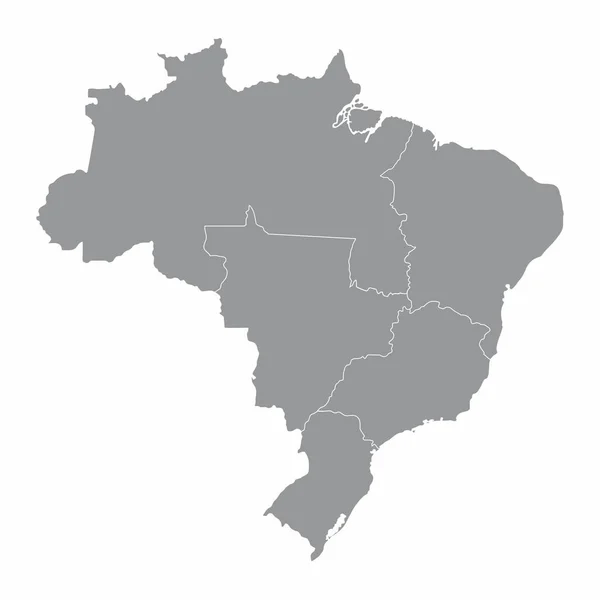 Mapa Isolado Brasil Dividido Regiões —  Vetores de Stock