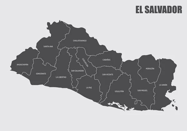 Mapa dos departamentos de El Salvador — Vetor de Stock