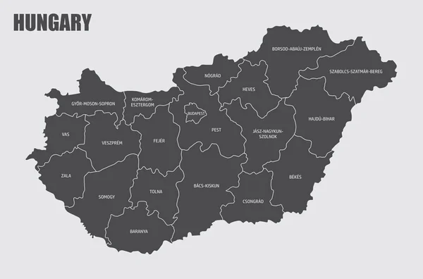 Mapa powiatów węgierskich — Wektor stockowy