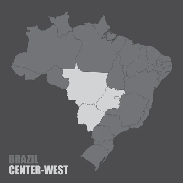 Mapa da Região Centro-Oeste do Brasil —  Vetores de Stock