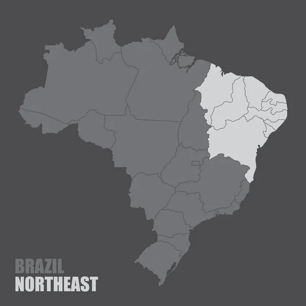 Brazílie Mapa severovýchodního regionu — Stockový vektor