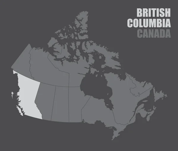 Canadá Mapa da Colúmbia britânica — Vetor de Stock