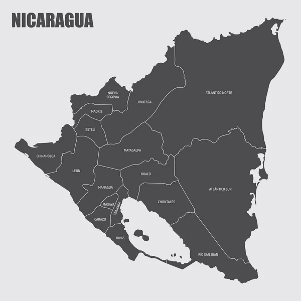 Nicaragua departamentos mapa — Archivo Imágenes Vectoriales