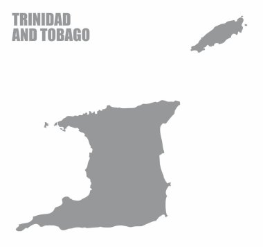 Trinidad ve Tobago siluet haritası beyaz arkaplanda izole edildi