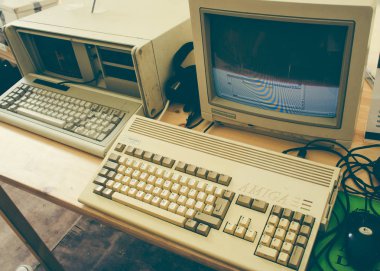 Moskova, Rusya, 11 Ağustos 2018: vintage Commodore Amiga 1200 Pc bilgisayar
