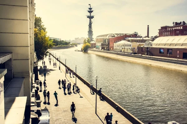 Moskau Russland August 2018 Panoramablick Auf Peter Great Statue Park — Stockfoto