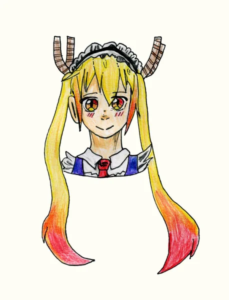 Tohru Character Miss Kobayashi Dragon Maid Japanese Manga Series Pen — Stock Photo, Image