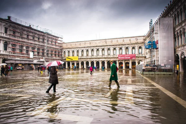 Венеция Италия Ноября 2018 Года Площадь Сан Марко Затоплена — стоковое фото