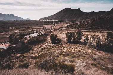 Panoramik okyanus Tenerife, Kanarya Adaları, İspanya için bir yol için