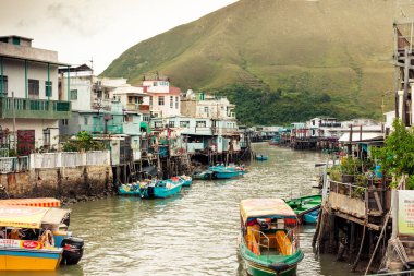 Hong Kong, Çin, 4 Mayıs 2019: Tai O'daki Stilt evleri, Lantau adası, Hong Kong, Çin