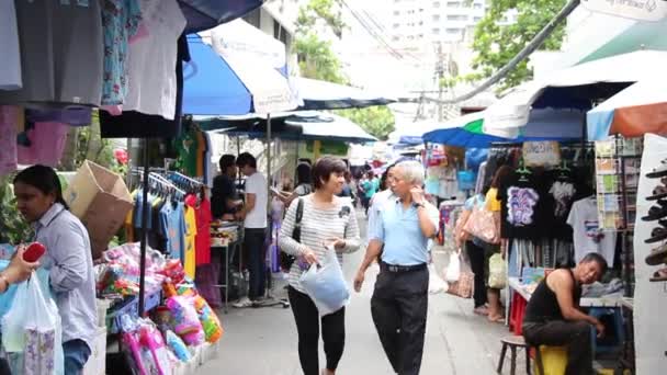 Bangkok Thailand Offentligt Friskt Marked Thailand Med Mange Mennesker Kommer – Stock-video
