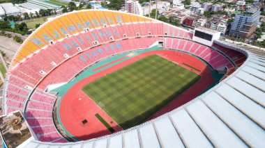 Bangkok, Tayland. 27 Temmuz 2017. Havadan görünümü Rajamangala Stadı. Hua Mak spor kompleksi parçası. Bu stadyumda Tayland Millî Futbol Takımı.