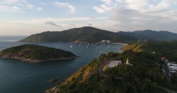 Aerial View Promthep Cape Phuket Thailand 1St January 2018 Evening — Stock Video