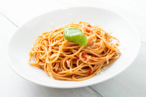 Spaghetti Met Tomatensaus Kaas — Stockfoto