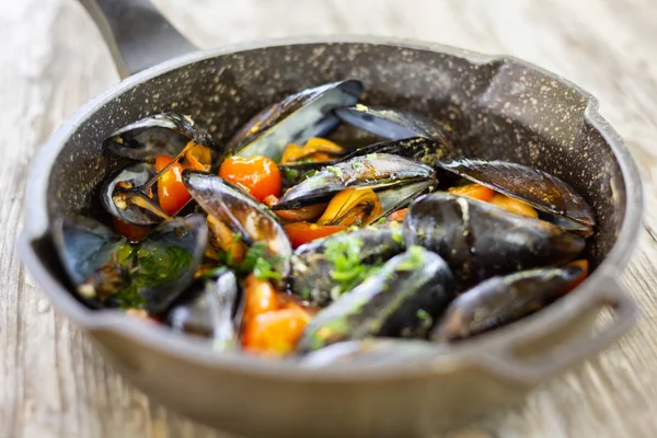 Cozze Marinara Cucina Mediterranea — Foto Stock