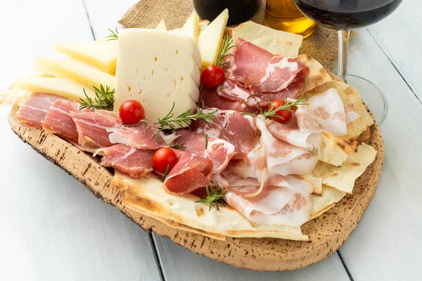 Tray Typical Cold Cuts Cheeses Sardinia Italy — Stock Photo, Image