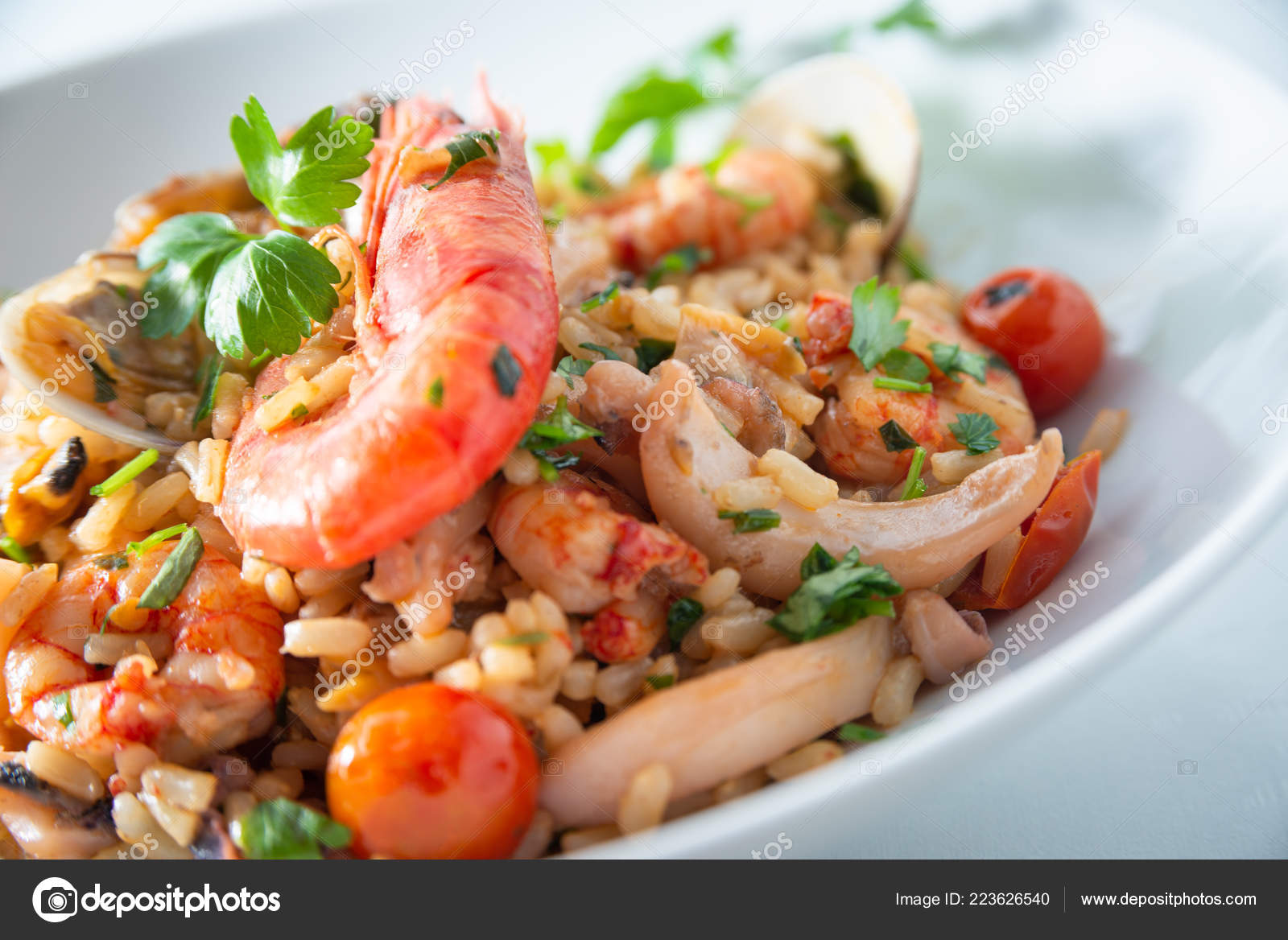 Dish Risotto Alla Marinara Rice Mixed Seafood Stock Photo by ©marmo81