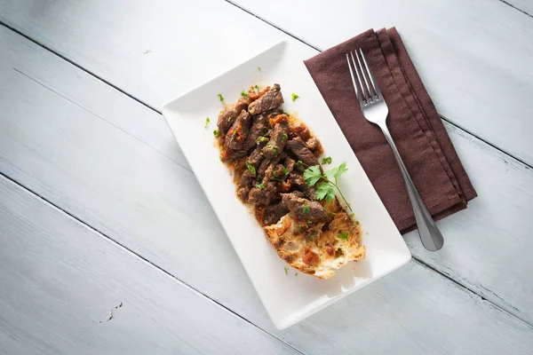 Food Close Delicious Stewed Beef — Stock Photo, Image