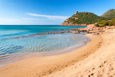 Sardunya, Alghero, Porto Ferro beach, İtalya 