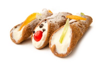 Cannoli Siciliani, typical italian dessert with ricotta and candied fruit