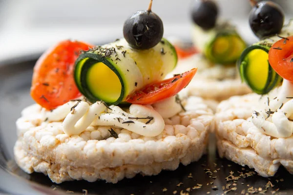 Rice Cakes Table Close — Stock Photo, Image