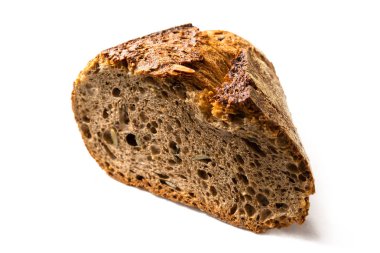 Beyaz arka planda izole İtalyan kahverengi ekmek Dilimi