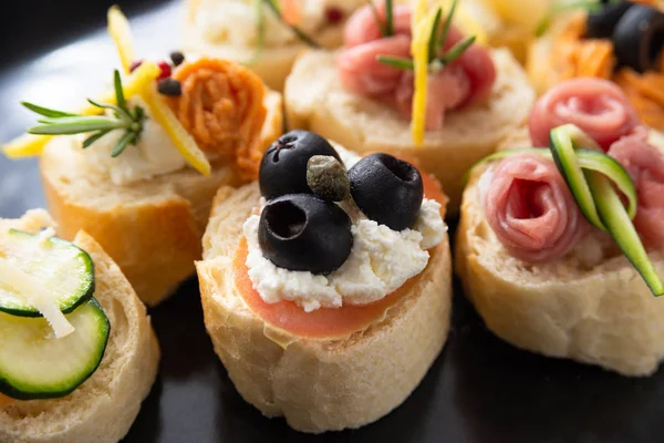 Delicacies Appetizers Finger Food Close — Stockfoto