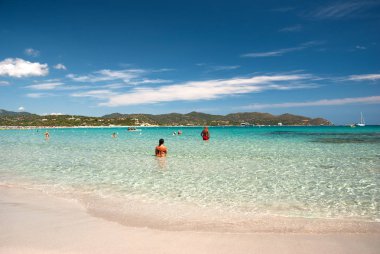 Sardunya, Villasimius, Porto Giunco beach, İtalya 