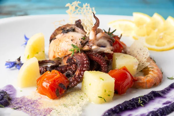 Köstliche Meeresfrüchte Mediterrane Speisen — Stockfoto