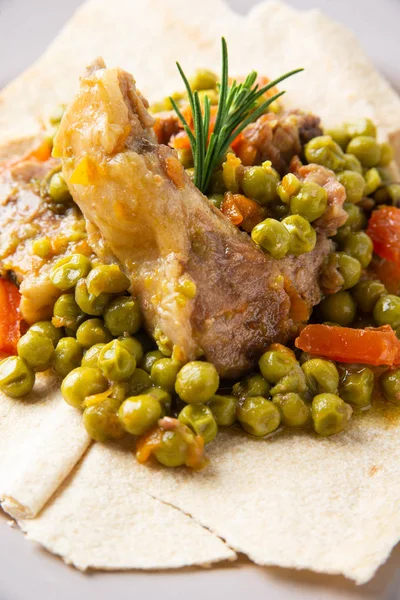 Mediterranean Food Lamb Meat Chickpeas —  Fotos de Stock