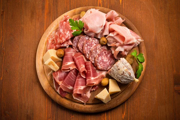 Delicious Typical Italian Salami Ham Cheese — Stock Photo, Image