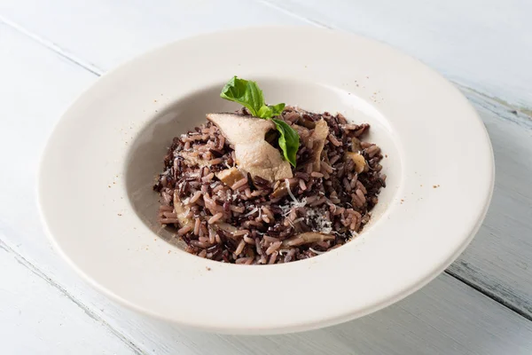 Food Close Delicious Mushroom Risotto — Stockfoto