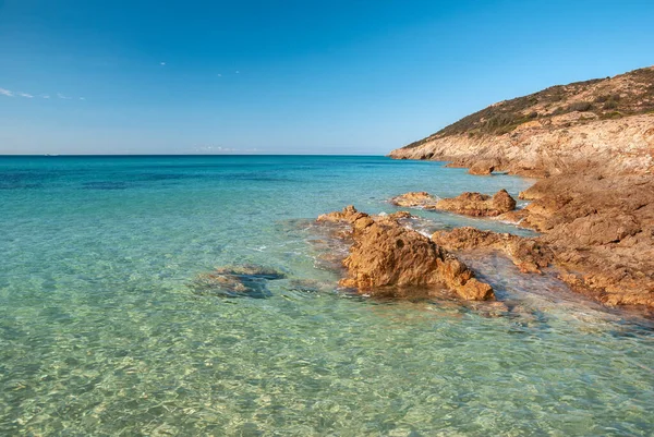 Sardinie Osamělá Pláž Poblíž Santa Margherita Puly Itálie — Stock fotografie