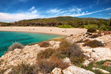 Chia Tower kumsalı, Sardinya, İtalya 