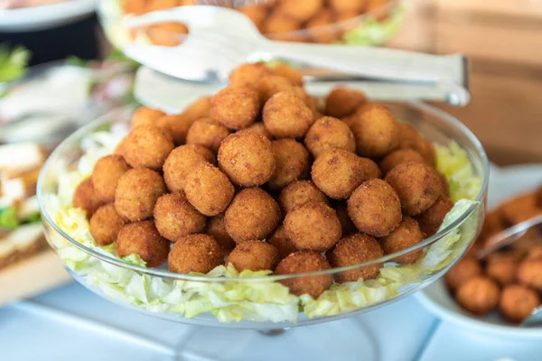 Bowl Bunch Fried Meatballs — Stock Photo, Image